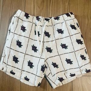 Pacsun Men’s Volley Textured White Grid Floral Drawstring Shorts